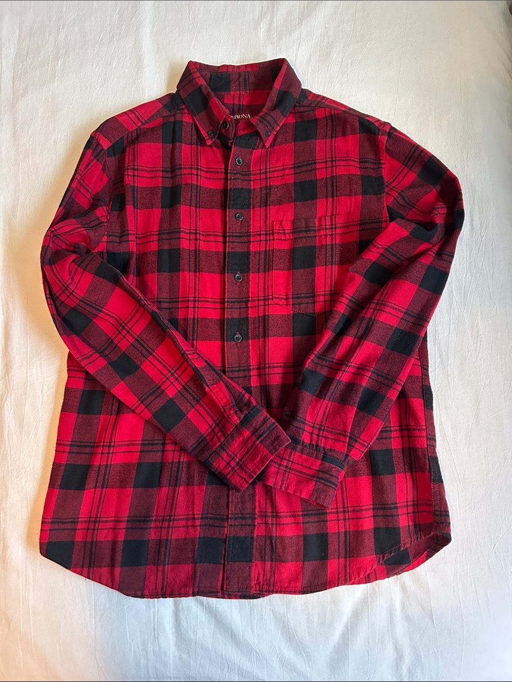 Merona Red and Black Plaid Button-Down Shirt